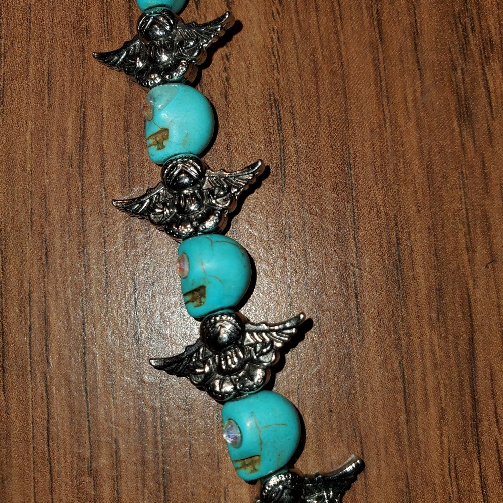 Turquoise skull and Angel bracelet